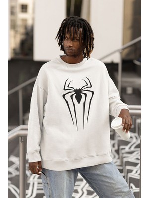 Sevbano Spider-Man Logo Baskılı Unisex Oversize Örümcek Adam Sweatshirt