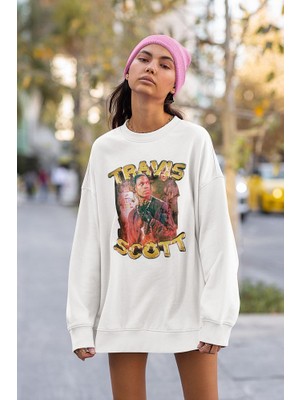Sevbano Travis Scott Baskılı Unisex Oversize Rapper Sweatshirt