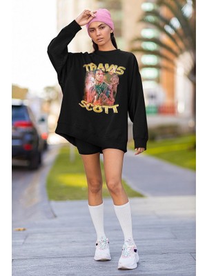 Sevbano Travis Scott Baskılı Unisex Oversize Rapper Sweatshirt