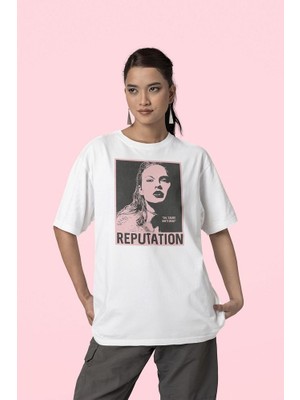 Sevbano Oh Cause She Is Dead Reputation Baskılı Unisex Oversize Şarkıcı Taylor Swift Tişört