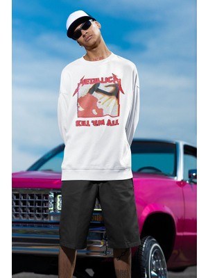 Sevbano Metallica Kill'em All Baskılı Unisex Oversize Rock Metal Sweatshirt