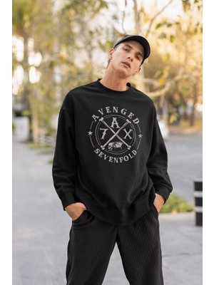 Sevbano Avenged Sevenfold Baskılı Unisex Oversize Rock Metal Sweatshirt