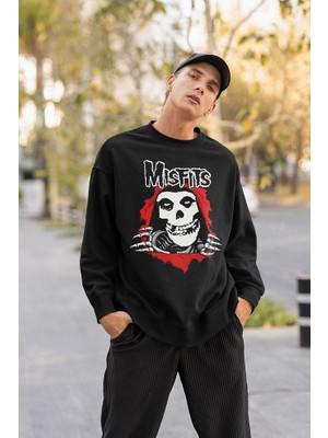 Sevbano Misfits Baskılı Unisex Oversize Müzik Grubu Sweatshirt