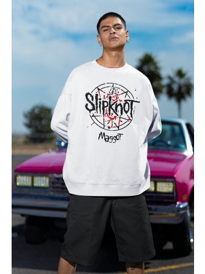 Sevbano Slipknot Maggot Baskılı Unisex Oversize Müzik Grubu Sweatshirt