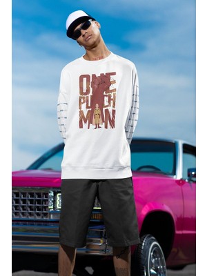 Sevbano One Punch Man Baskılı Unisex Oversize Anime Sweatshirt