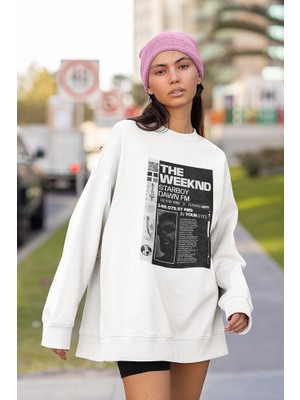 Sevbano The Weeknd Starboy Dawn Fm Baskılı Unisex Oversize Sweatshirt