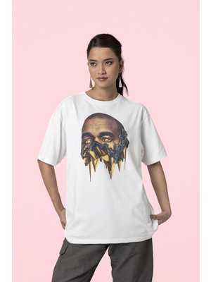 Sevbano Kanye West Rapper Baskılı Unisex Oversize Rap Tişört