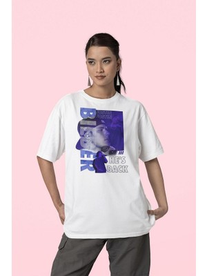Sevbano He Is Back Justin Bieber Baskılı Unisex Tişört, Oversize Şarkıcı Tişört