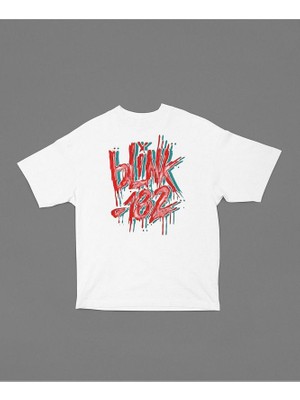 Sevbano Grafiti Yazılı BLINK-182 Baskılı  Oversize Tişört