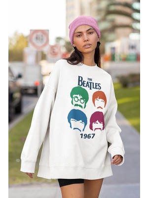 Sevbano The Beatles 1967 Baskılı Unisex Oversize Müzik Grubu Sweatshirt