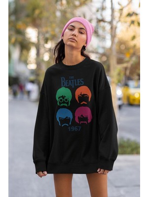 Sevbano The Beatles 1967 Baskılı Unisex Oversize Müzik Grubu Sweatshirt