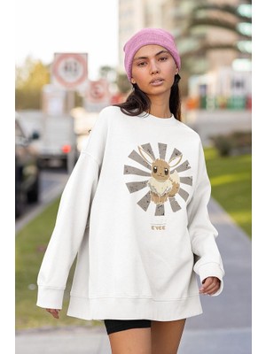 Sevbano Anime Evee Baskılı Unisex Oversize Sweatshirt