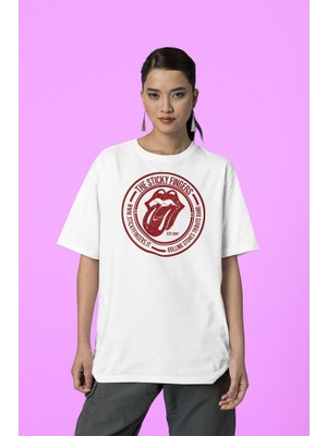 Sevbano Vintage The Sticky Fingers Logo Baskılı  Oversize Tişört