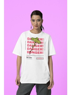 Sevbano Danger Streetwear Baskılı  Tişört, Oversize Tişört