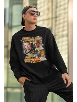 Sevbano Paul Walker Film Karakteri Baskılı Unisex Oversize Hızlı ve Öfkeli Sweatshirt