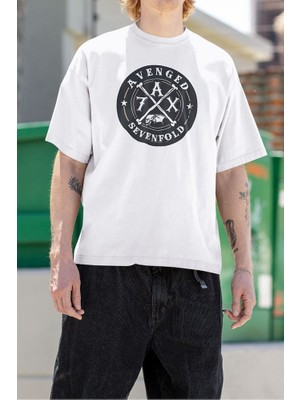 Sevbano Avenged Sevenfold Grubu Baskılı  Tişört, Oversize Rock Metal Müzik Grubu Baskılı Tişört