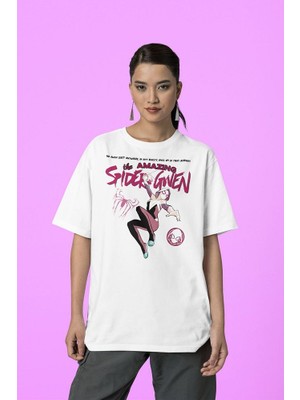 Sevbano The Amazing Spider Gwen Baskılı  Tişört, Oversize Marvel Tişört