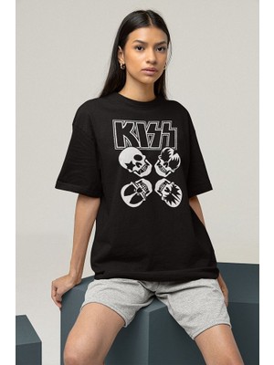 Sevbano Müzik Grubu Kiss Baskılı  Tişört, Oversize Rock Metal Tişört