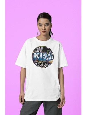 Sevbano Kiss Müzik Grubu Baskılı  Tişört, Oversize Rock Metal Tişört