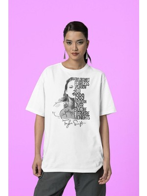 Sevbano Albüm Isimleri Baskılı Taylor Swift Baskılı  Tişört, Oversize Şarkıcı Tişört