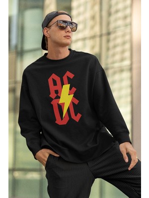 Sevbano Ac Dc Rock Metal Müzik Grubu Baskılı Unisex Oversize Sweatshirt