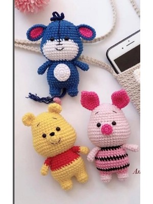 Design By Oykum 3'lü Örgü Oyuncaklar (Winniethepooh+ Piglet+ Eeyore)