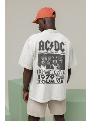 Sevbano Ac Dc Müzik Grubu Rock Metal Baskılı  Tişört, Oversize Highway To Hell 1979 Tour Tişört