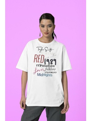 Sevbano Taylor Swift Albüm Isimleri Yazılı  Oversize Tişört