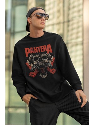 Sevbano Pantera Müzik Grubu Baskılı Unisex Oversize Mouth For War Sweatshirt