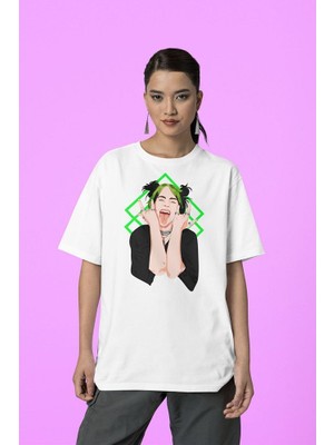 Sevbano Billie Eilish Özel Tasarım  Tişört, Oversize Şarkıcı Tişört