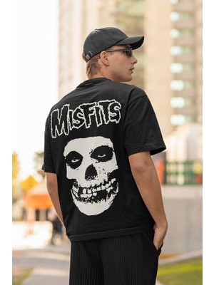 Sevbano Misfits Müzik Grubu Baskılı  Oversize Rock Metal Tişört