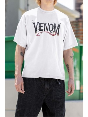 Sevbano Venom Yazılı Marvel Baskılı  Oversize Tişört