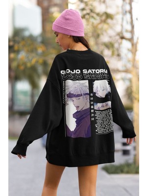 Sevbano Gojo Satoru Baskılı Unisex Oversize Anime Sweatshirt