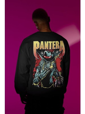 Sevbano Pantera Müzik Grubu Baskılı Unisex Oversize Rock Metal Sweatshirt