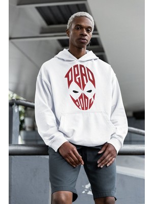 Sevbano Tasarım Deadpool Maske Baskılı Unisex Oversize Hoodie
