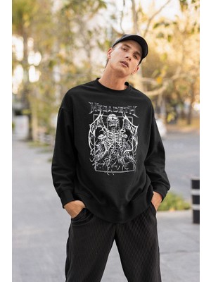 Sevbano Rock Metal Müzik Grubu Baskılı Unisex Oversize Megadeth Sweatshirt