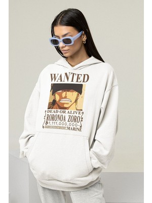Sevbano Wanted Roronoa Zoro Baskılı Unisex Oversize Anime Hoodie