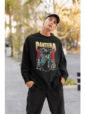 Sevbano Pantera Baskılı Unisex Oversize Müzik Grubu Sweatshirt