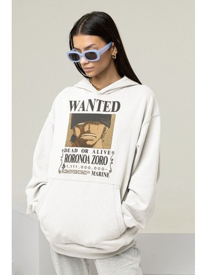Sevbano Wanted Roronoa Zoro Baskılı Unisex Oversize Anime Hoodie