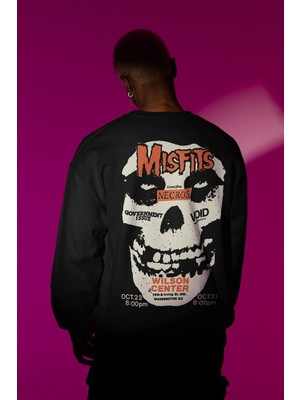 Sevbano Misfits Rock Metal Müzik Grubu Baskılı Unisex Oversize Sweatshirt