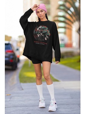 Sevbano Demon Slayer Baskılı Unisex Oversize Anime Sweatshirt