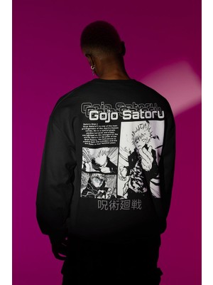Sevbano Gojo Satoru Baskılı Unisex Oversize Anime Karakter Sweatshirt