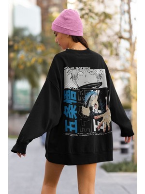 Sevbano Gojo Satoru Baskılı Unisex Oversize Anime Karakter Sweatshirt