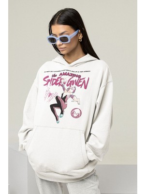 Sevbano The Amazing Spider-Gwen Baskılı Unisex Oversize Hoodie