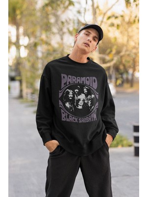 Sevbano Black Sabbath Rock Metal Baskılı Unisex Oversize Paranoid Sweatshirt