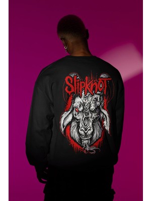 Sevbano Slipknot Rock Metal Müzik Grubu Baskılı Unisex Oversize Sweatshirt