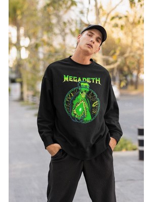 Sevbano Megadeth Baskılı Unisex Oversize Rock Müzik Grubu Sweatshirt