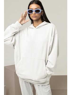 Sevbano Oversize Unisex Baskısız Basic Hoodie