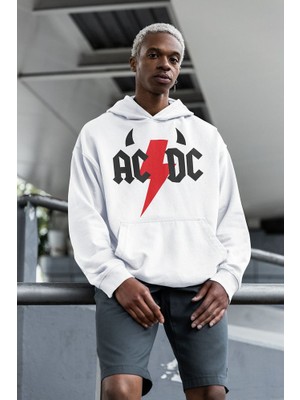 Sevbano Ac Dc Yazılı Unisex Oversize Müzik Grubu Hoodie