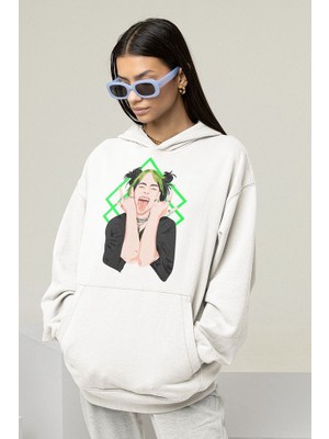Sevbano Billie Eilish Baskılı Unisex Oversize Şarkıcı Hoodie